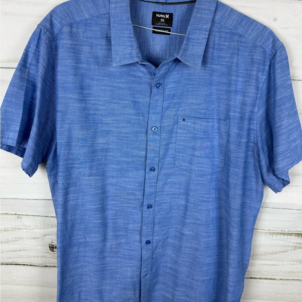 Hurley Men's Casual Blue Button-Down Shirt